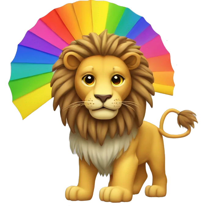 lion with fan plus rainbow emoji