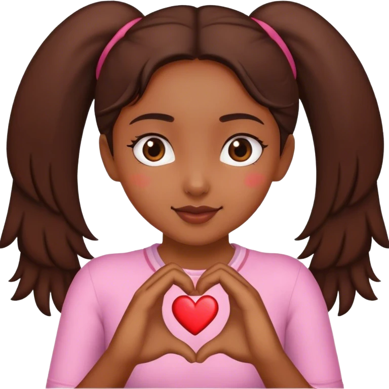 Chica morena haciendo un corazón con las manos emoji