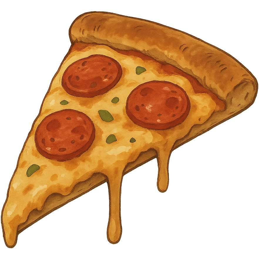 ghibli style illustration of a pizza slice emoji