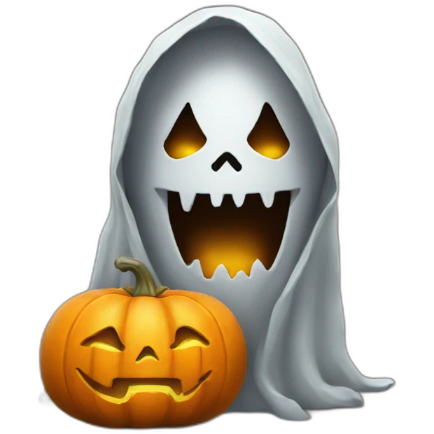 Gost with pumpkin latern emoji