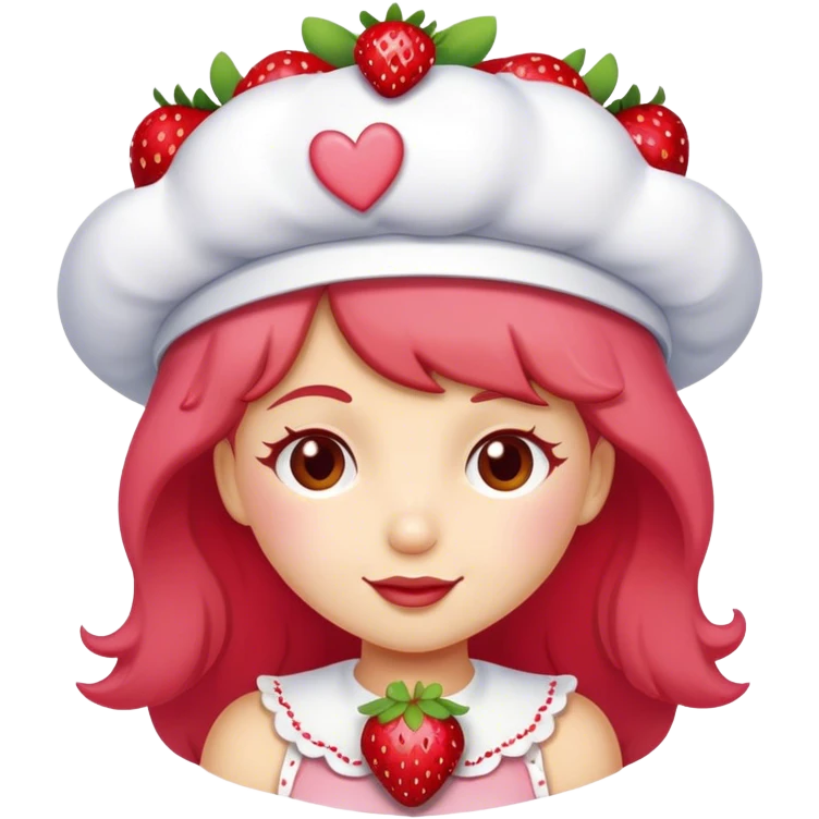 Strawberry shortcake from 2003 blushing with hearts  emoji