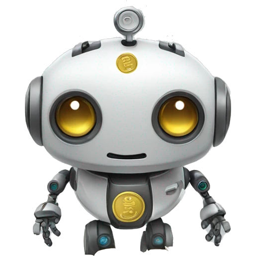 cute robot with coins emoji