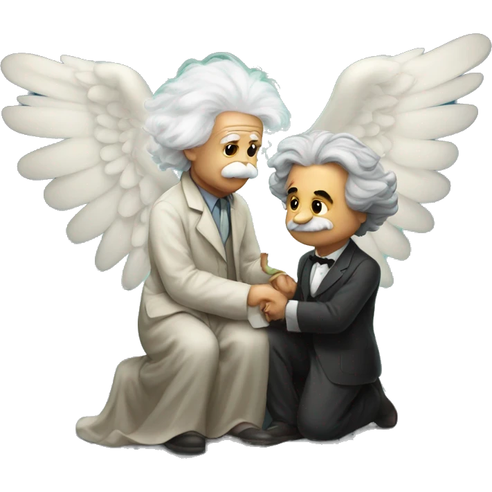 Albert Einstein and the angel emoji