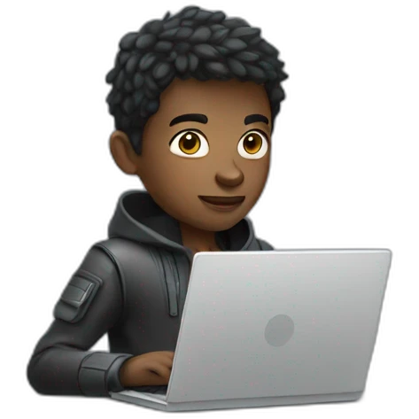 Futuristic boy with laptop  emoji