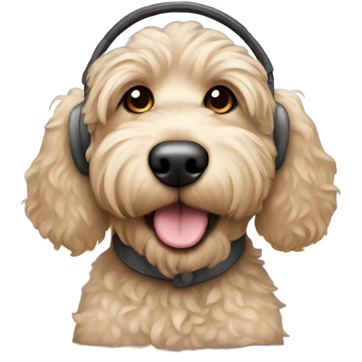 Labradoodle with ear muffs emoji