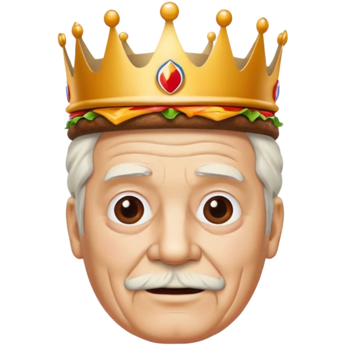 White old man with a Burger King crown on  emoji