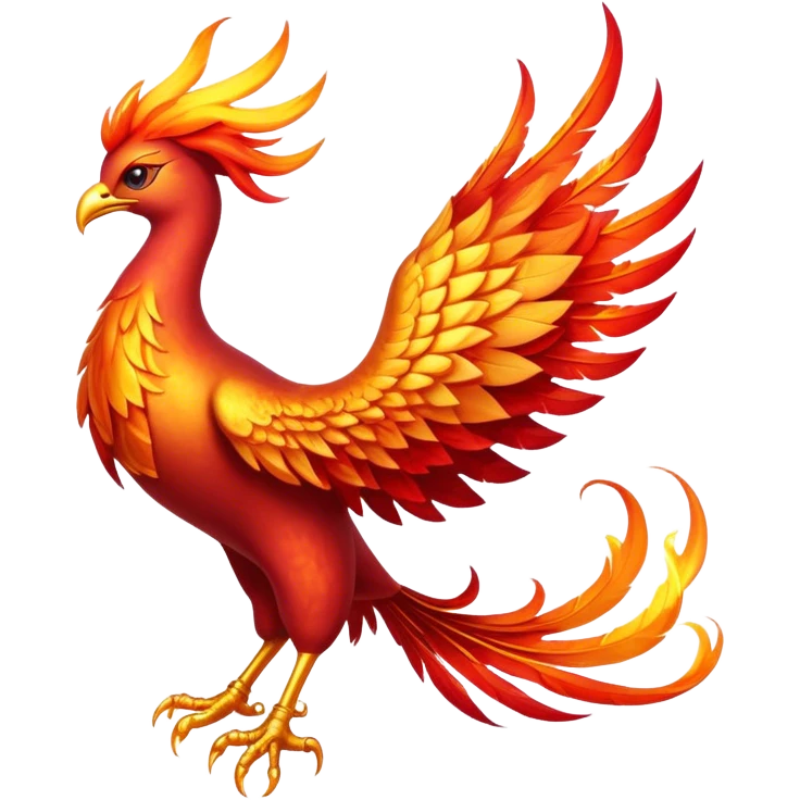 Cinematic Noble Mystical Fire Phoenix Portrait Emoji, Poised and resplendent, with a radiant, fiery plumage in brilliant hues of scarlet, gold, and ember, featuring elongated, elegant tail feathers that flow like molten lava, and piercing, wise eyes reflecting the eternal cycle of rebirth; rendered with lifelike texture and luminous natural highlights, high shine, majestic and awe-inspiring, styled with an aura of mythic resurgence, focused and regal, soft glowing outline, capturing the essence of a legendary phoenix rising from the flames with timeless grace! emoji