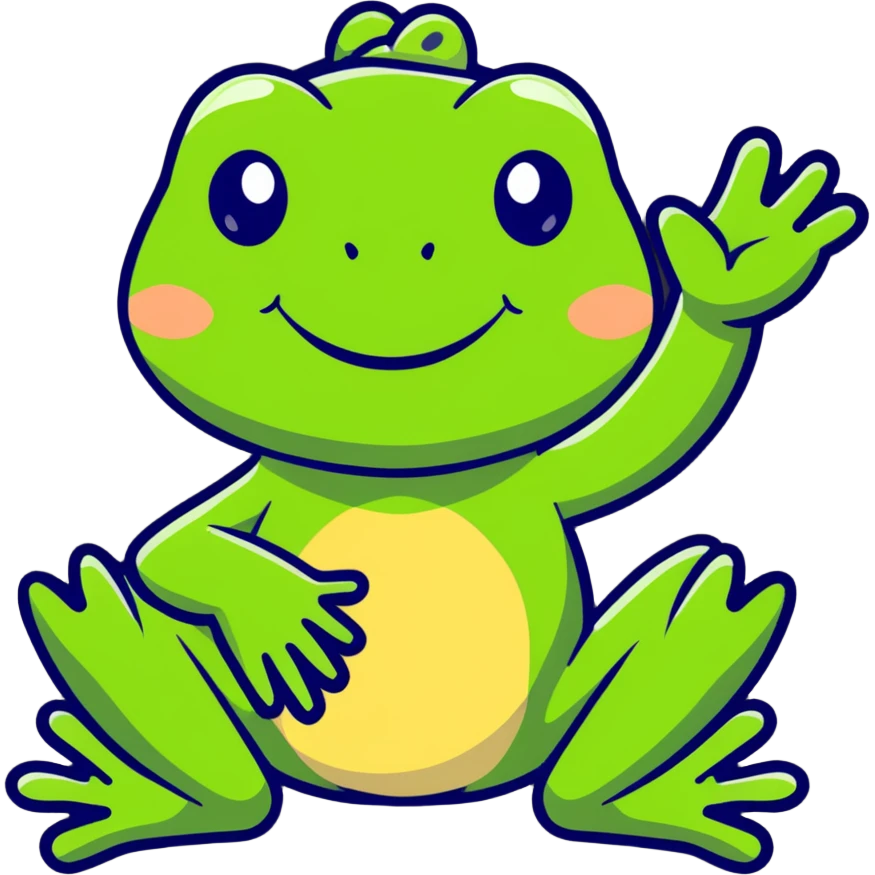 smiling frog waving emoji