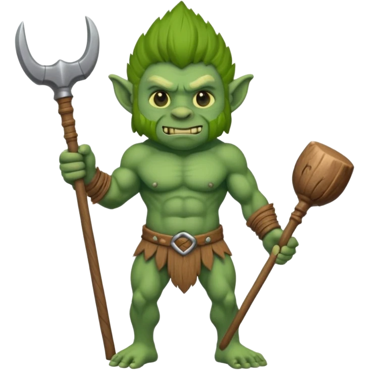 Isometric view full body troll with club  emoji