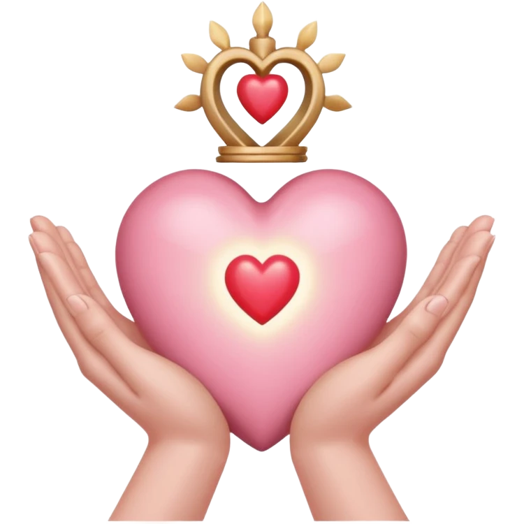 hands cradling a light pink sacred heart  emoji