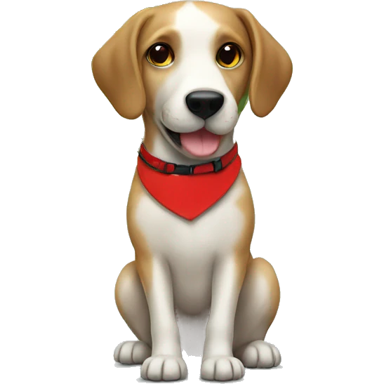 dog with plant indoors with red collar emoji