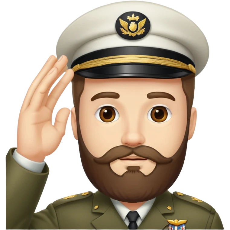 White guy with beard saluting emoji