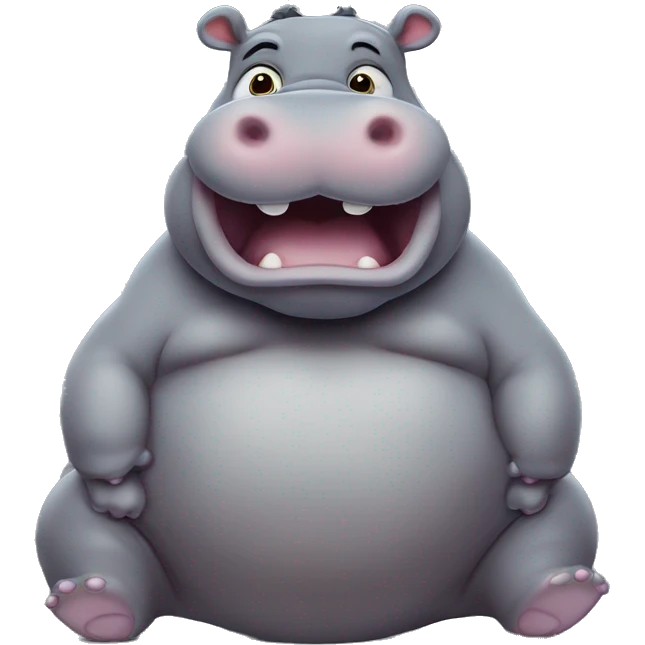chubby hippo with a belly emoji