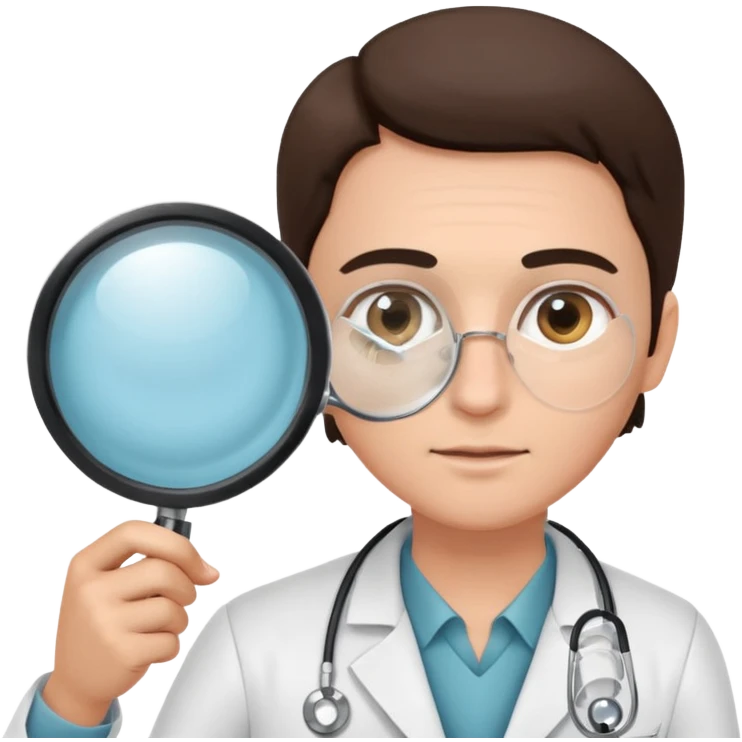 medico olhando a pele de um paciente com uma lupa emoji