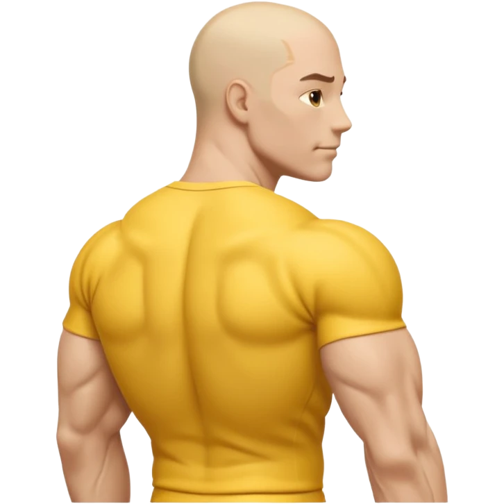 Emoji of Shoulders Muscle from side view, the human is yellow like on iphones. He has big shoulders. He is completely yellow and has no hair or facial expressions emoji