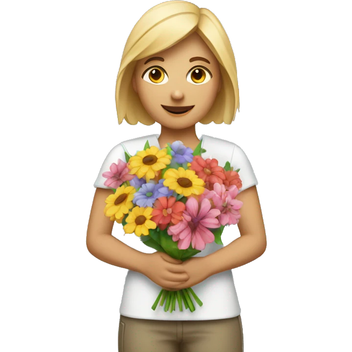 A bouquet of flowers in the hands of a florist (woman) emoji