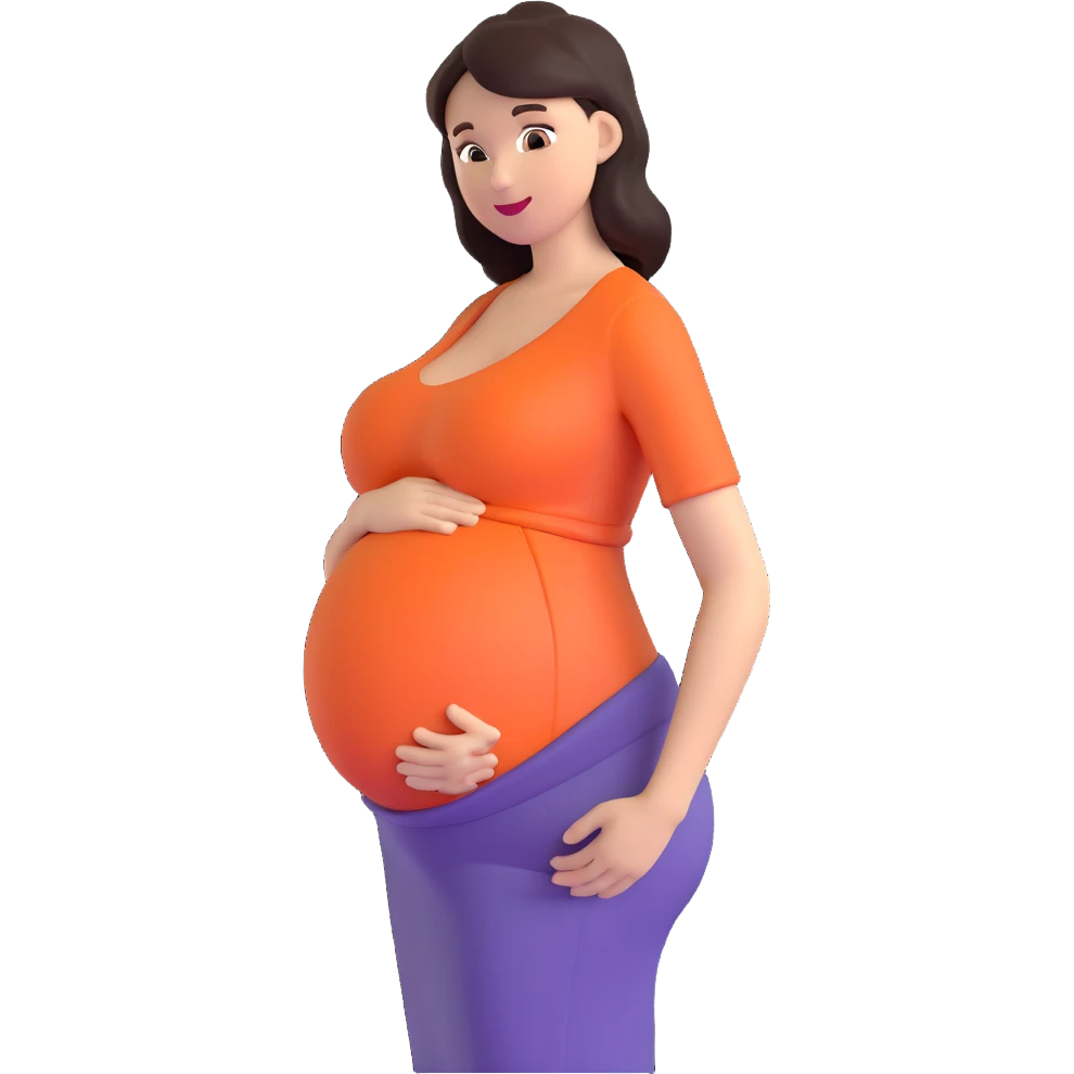woman with subtle baby bump, early pregnancy emoji