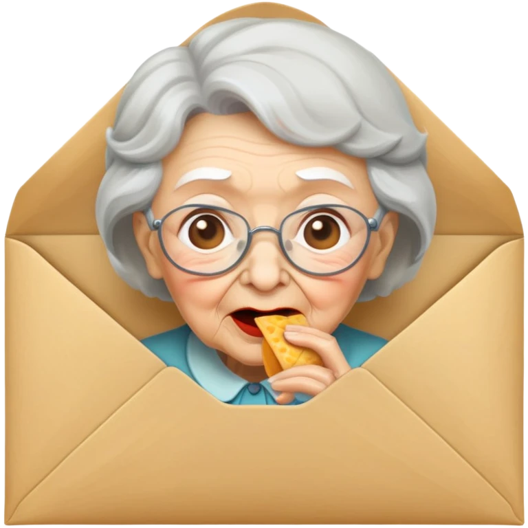 Grandma eating in an envelope emoji