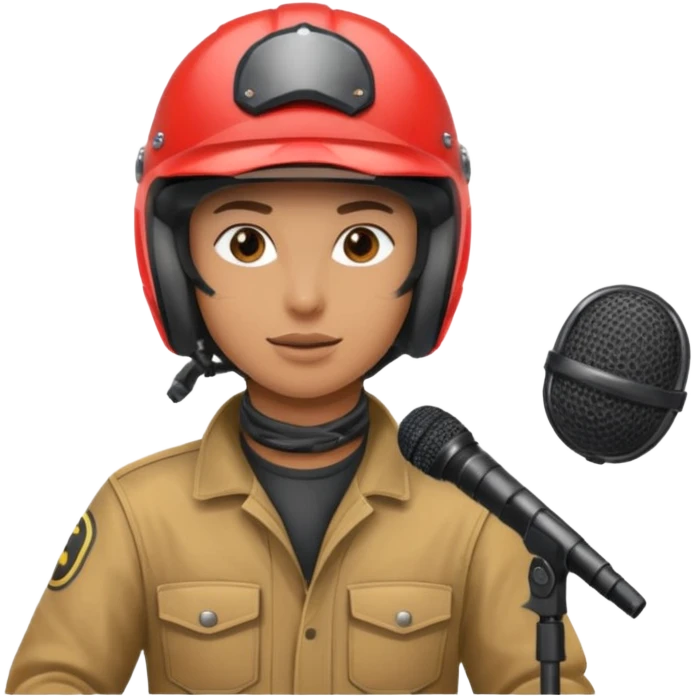 dirtbike rider on stage being interviewed emoji