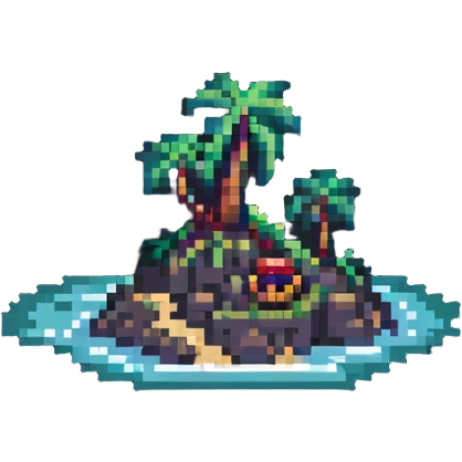 deserted island with treasure emoji