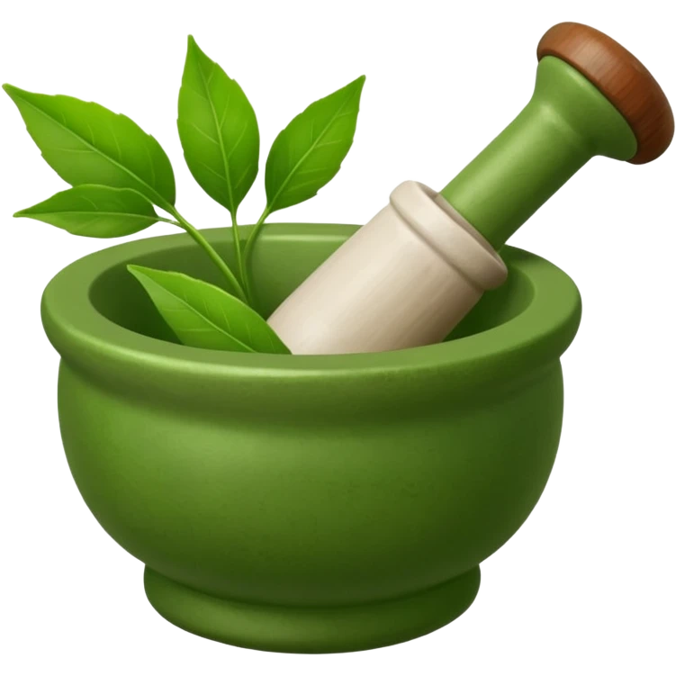 mortar and pestle with leaves emoji