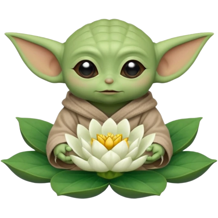 Baby Yoda sentado dentro de una flor de loto emoji