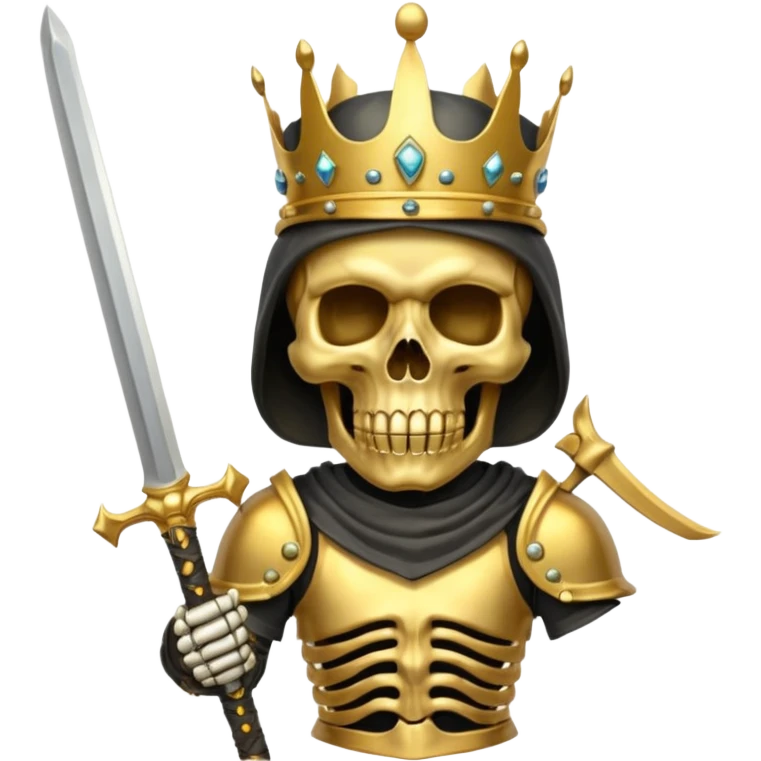 Golden skull with crown now make it with a worrior sowrd with a skull body emoji