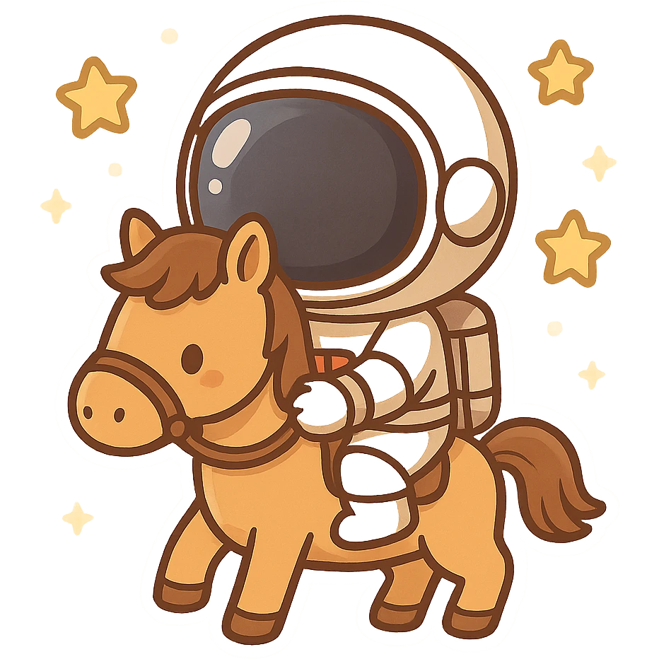 astronaut on horseback with stars in background emoji