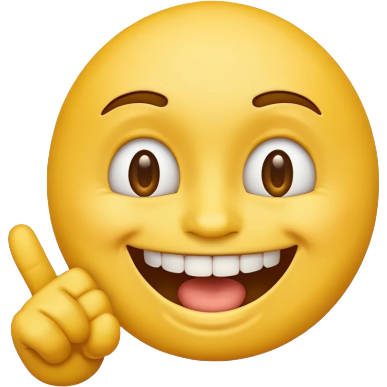 Emoji tête jaune avec un sourire et le doigt sur les dents  emoji