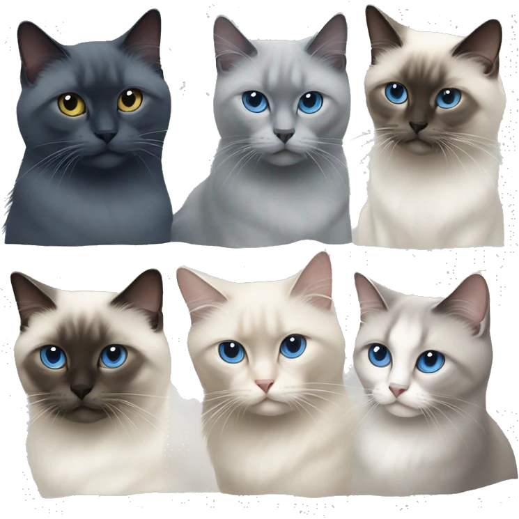2 sacred Birman and 1 Russian blue in die middle  emoji