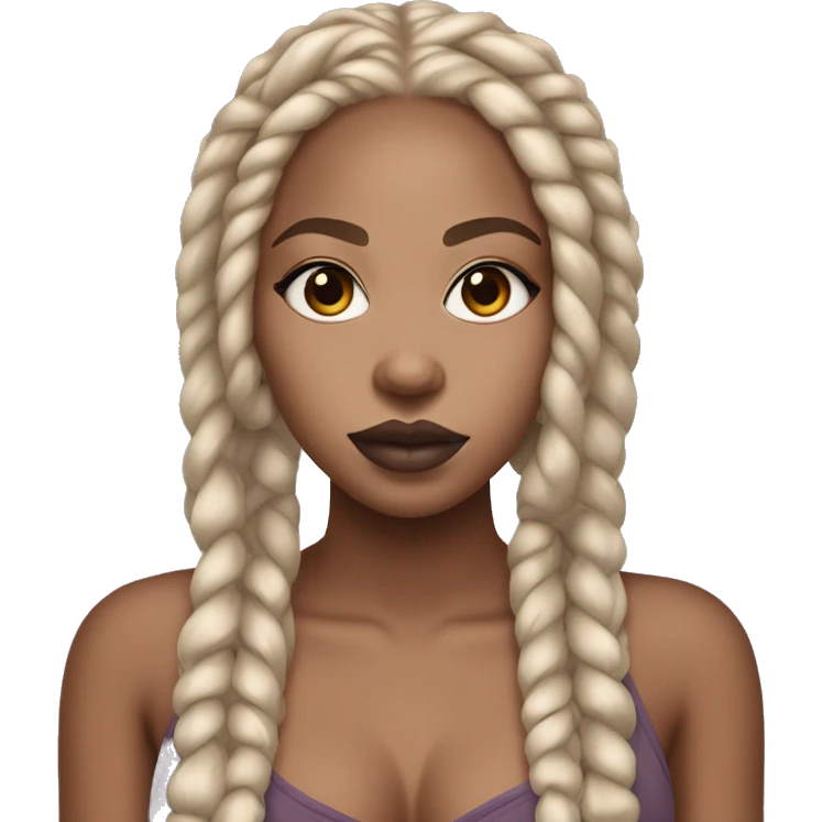 Lightskin black girl with dirty blonde box braids and mauve lips  emoji
