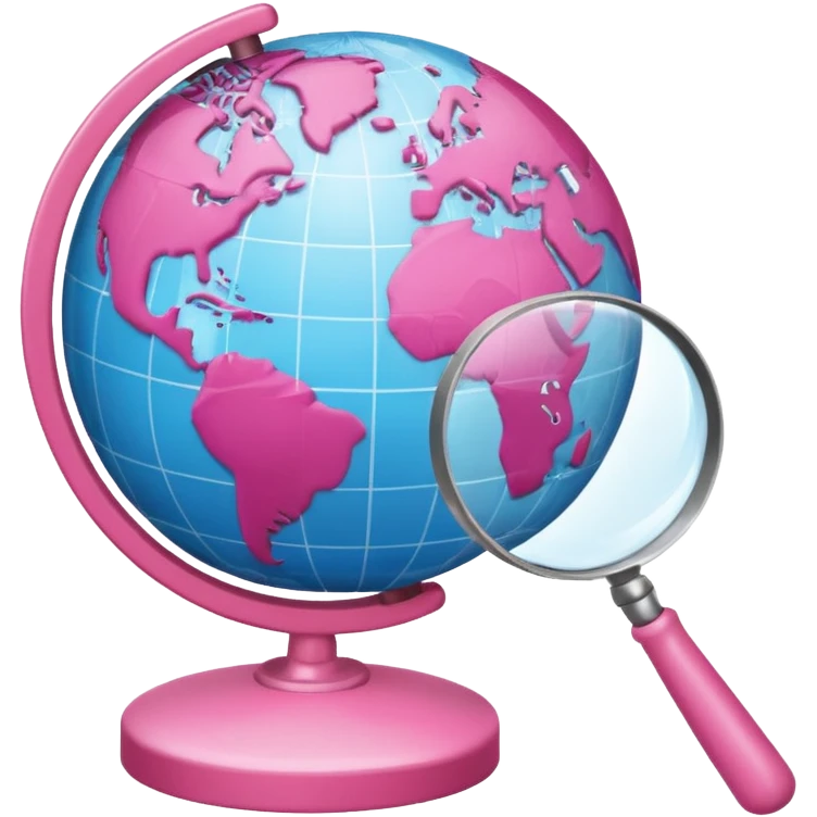 mix light pink dark pink and white girly globe with WWW in big letters under it and a small magnifying glass
It looks like an internet bar icon. emoji