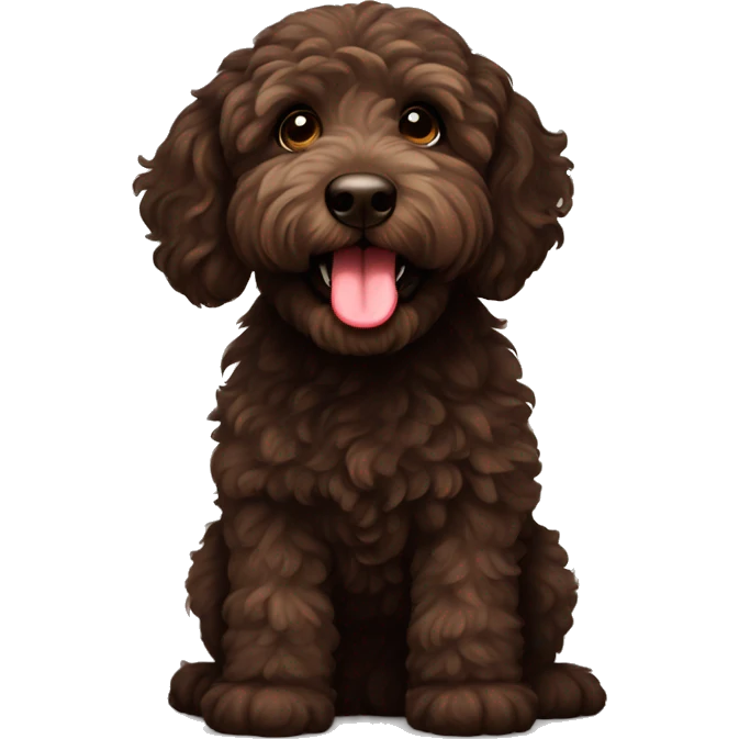 dark brown labradoodle with tongue out  emoji