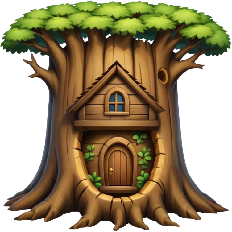 house inside a large tree trunk emoji