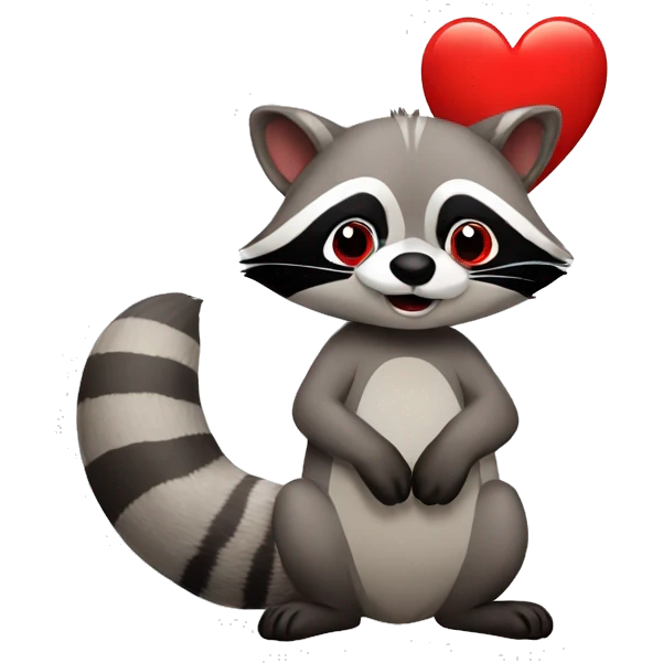Raccoon with Red heart emoji