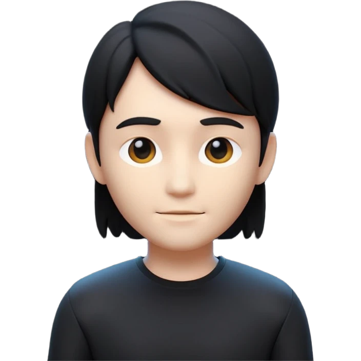 Minimalist 3D avatar, smooth matte plastic texture, soft cinematic lighting. The entire figure is completely black and matte. Remove the eyes and brooches. emoji