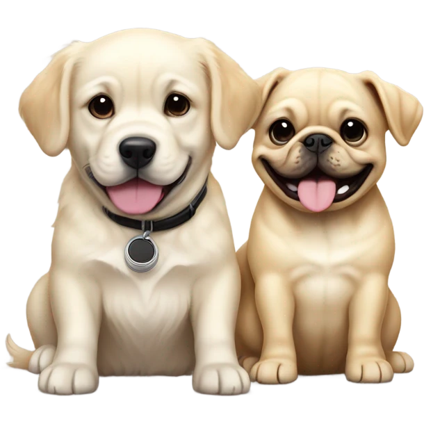 English cream golden retriever and an oreo colored frenchie as best friends emoji