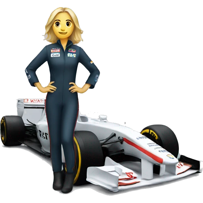a women standing on a F1 car  emoji