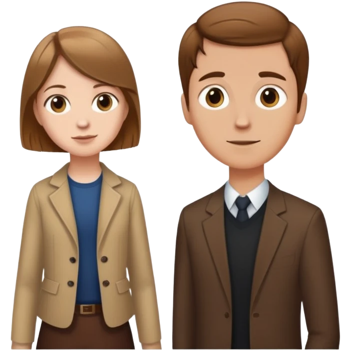 Short white girl with light brown hair next to tall boy with brown hair emoji