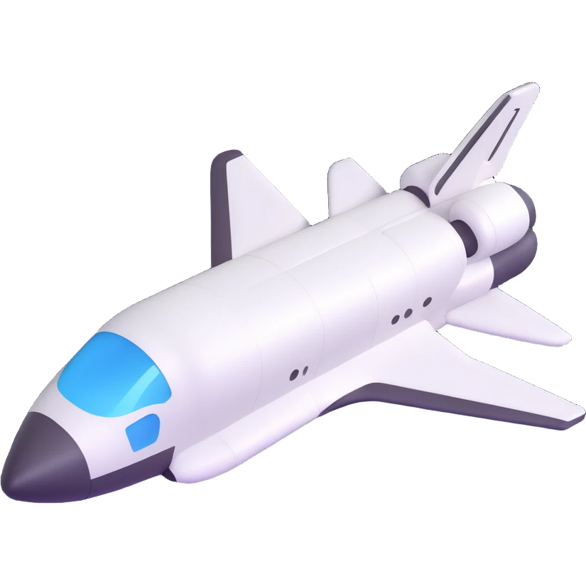 space shuttle emoji flying in space with stars emoji