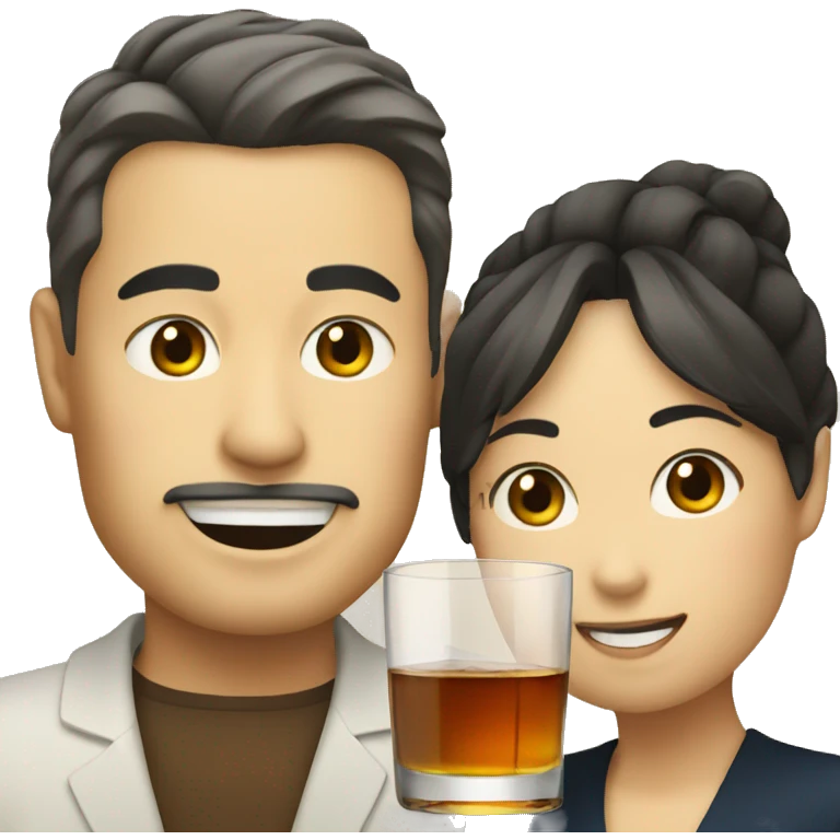 Man and woman in Japan drinking whiskey emoji