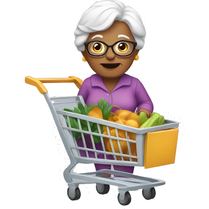 Grandma with shopping cart emoji