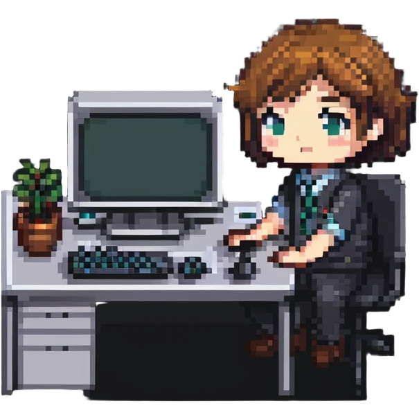 chibi office IT worker with computer emoji