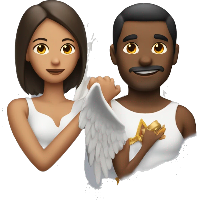 woman with an angel on one shoulder and a devil on the other shoulder emoji