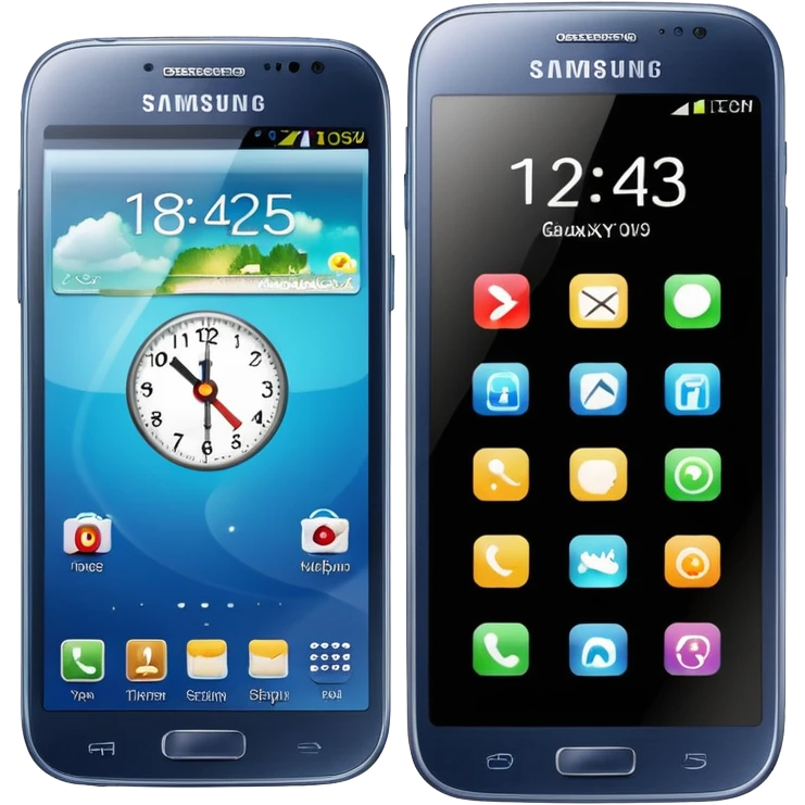 Samsung Galaxy phone with app icons, time, Wi-Fi emoji