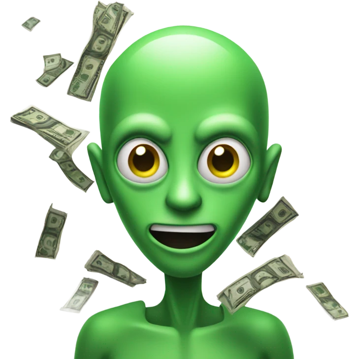  alien, green, count money emoji