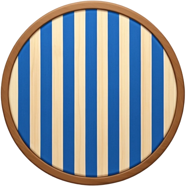 top view of an empty dining table with a white and blue striped mat over it. emoji