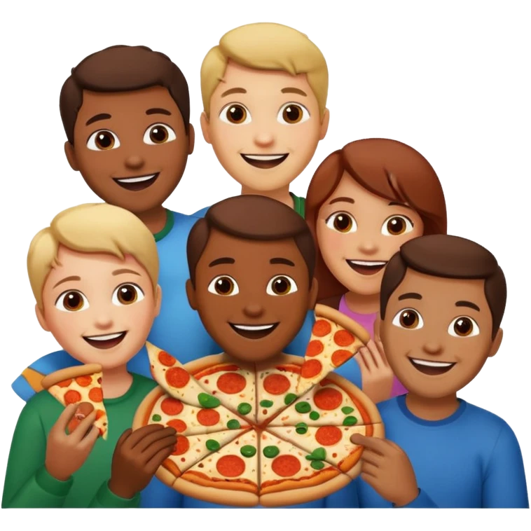 grupo de amigos comiendo pizza emoji