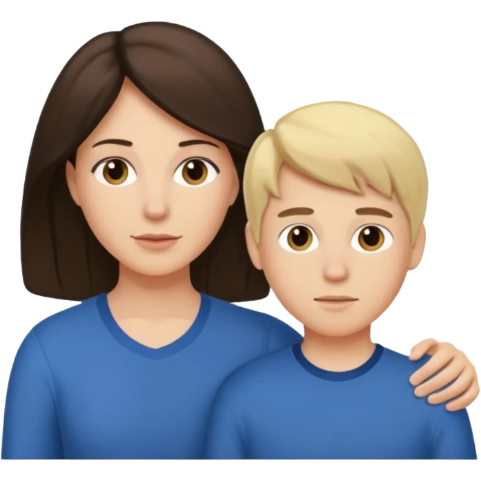 Brunette mother with blonde teenage son emoji