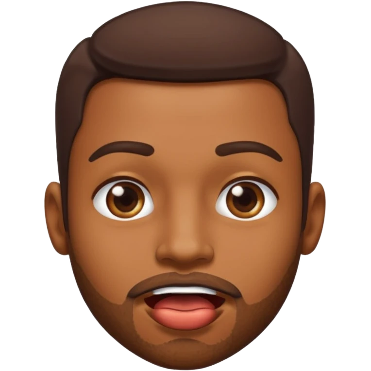 Brown skin guy with stubble and cum on his mouth emoji